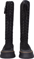 Black Fabric Lace-Up Boots 3