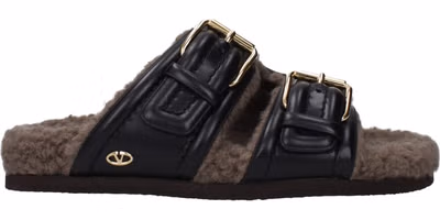 Black Leather Slippers