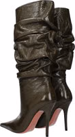 Green Leather High Heel Boots 4