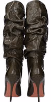 Green Leather High Heel Boots 5