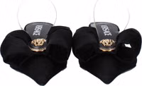 Black Satin Flat Sandals 3