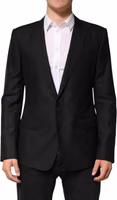 Black Wool Single Breasted Jacket Blazer 1