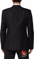 Black Wool Single Breasted Jacket Blazer 3