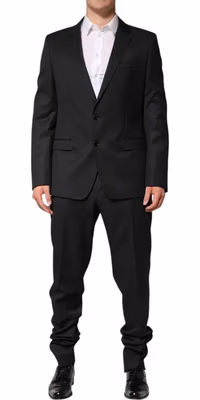 Dark Gray Wool Single Breasted 2 Piece Suit