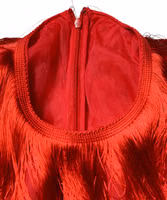 Red Silk Tiers Fringe Shift Knee Length Dress 5