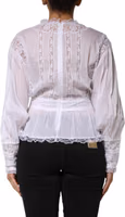 White Cotton Floral Lace Long Sleeves Top 3