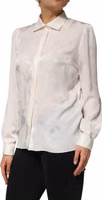 White Silk Long Sleeves Collared Shirt Top 2