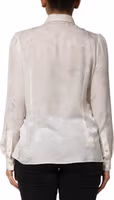 White Silk Long Sleeves Collared Shirt Top 3