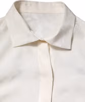 White Silk Long Sleeves Collared Shirt Top 5