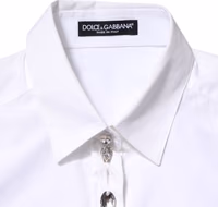 White Crystal Embellished Collared Shirt Top 5