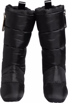 Black Padded Mid Calf Logo Heel Boots Shoes