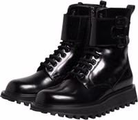 Black Leather Lace Up Mid Calf Boots Shoes 3