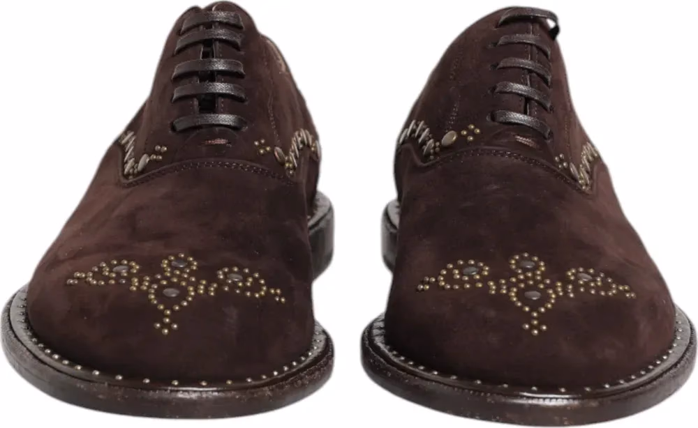Brown Velvet Lace Up Oxford Dress Shoes