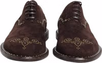 Brown Velvet Lace Up Oxford Dress Shoes 1