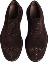 Brown Velvet Lace Up Oxford Dress Shoes 2