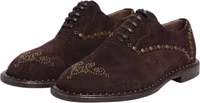 Brown Velvet Lace Up Oxford Dress Shoes 3