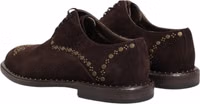 Brown Velvet Lace Up Oxford Dress Shoes 4