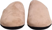 Beige Suede Leather Slides Flat Slipper Shoes 1