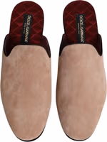 Beige Suede Leather Slides Flat Slipper Shoes 2
