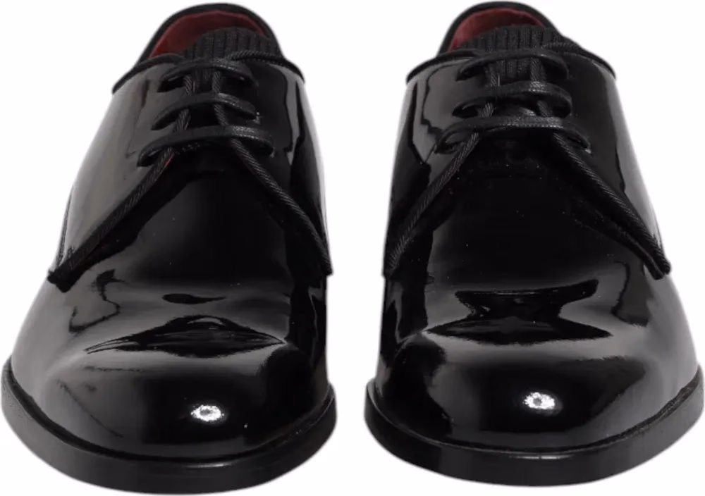 Black Leather Lace Up Men Derby Formal Shoes