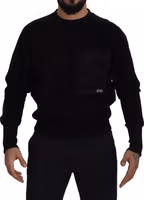 Black Cotton Crewneck Sweatshirt Sweater 1