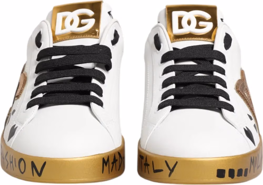White Gold Crystal Portofino Sneakers Shoes