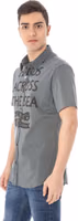 "Gray Cotton Men's Shirt with Italian Collar" 3