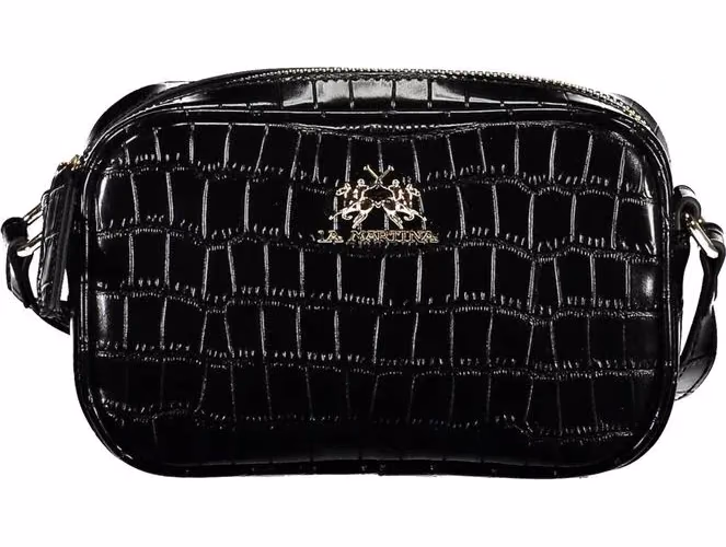 Black Polyurethane Women Shoulder Bag