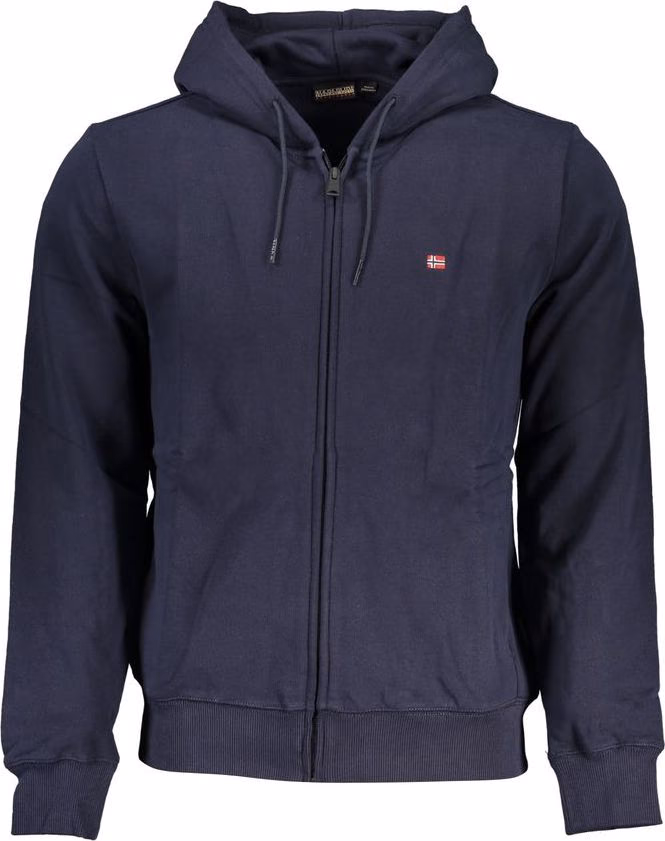 Blue Cotton Men Sweater with Hood