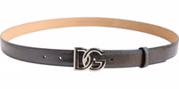 Metallic Leather Silver Tone Logo Buckle Belt 2