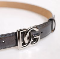 Metallic Leather Silver Tone Logo Buckle Belt 3