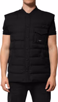 Black Sleeveless Parka Logo Plaque Jacket 1