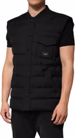 Black Sleeveless Parka Logo Plaque Jacket 2