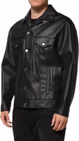 Black Polyester Button Down Biker Jacket 2