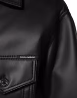 Black Polyester Button Down Biker Jacket 5