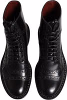 حذاء بوت أسود من جلد العجل برباط بارتفاع منتصف الساق 2