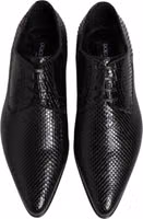 Black Exotic Leather Lace Up Derby Shoes 2