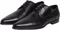 Black Exotic Leather Lace Up Derby Shoes 3