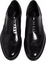Black Leather Derby Wingtip Formal Shoes 2