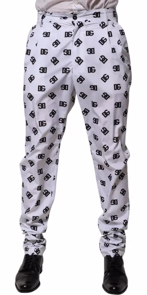 White Logo Cotton Skinny Denim Trouser Pants