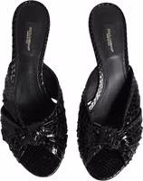 صندل منزلق أسود من جلد بايثون بكعب 2