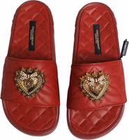 Red Devotion Matelassé Leather Slides Shoes 2
