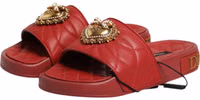 Red Devotion Matelassé Leather Slides Shoes 3