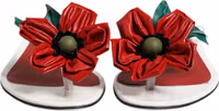 Red White KEIRA Flower Leather Sandals Shoes 1