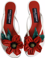 Red White KEIRA Flower Leather Sandals Shoes 2