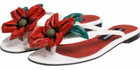 Red White KEIRA Flower Leather Sandals Shoes 3