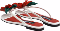 Red White KEIRA Flower Leather Sandals Shoes 4