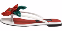 Red White KEIRA Flower Leather Sandals Shoes 5
