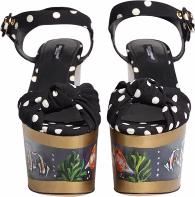 Multicolor Fish Polka Dot Wedge Sandals Shoes