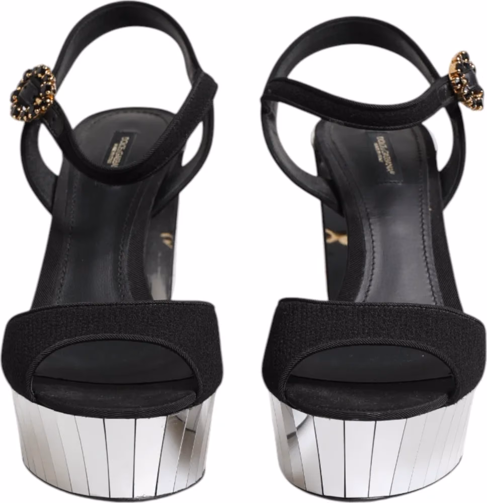 Black Crystal Ankle Strap Keira Sandal Shoes